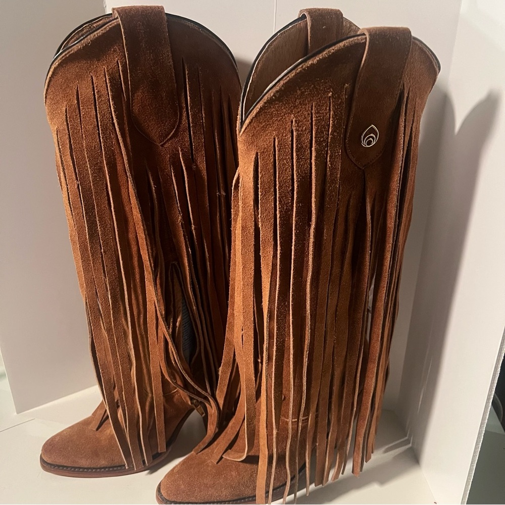 Brother Vellies Atlas Western fringe suede boots.